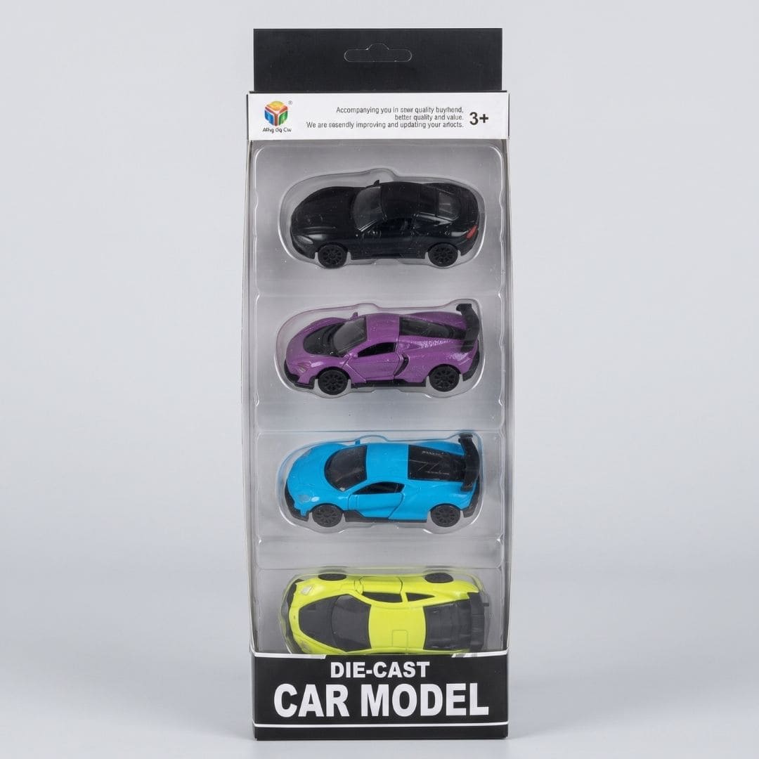 Die-Cast Car Model Toy Set โ 4 Piece Mini Sports Cars