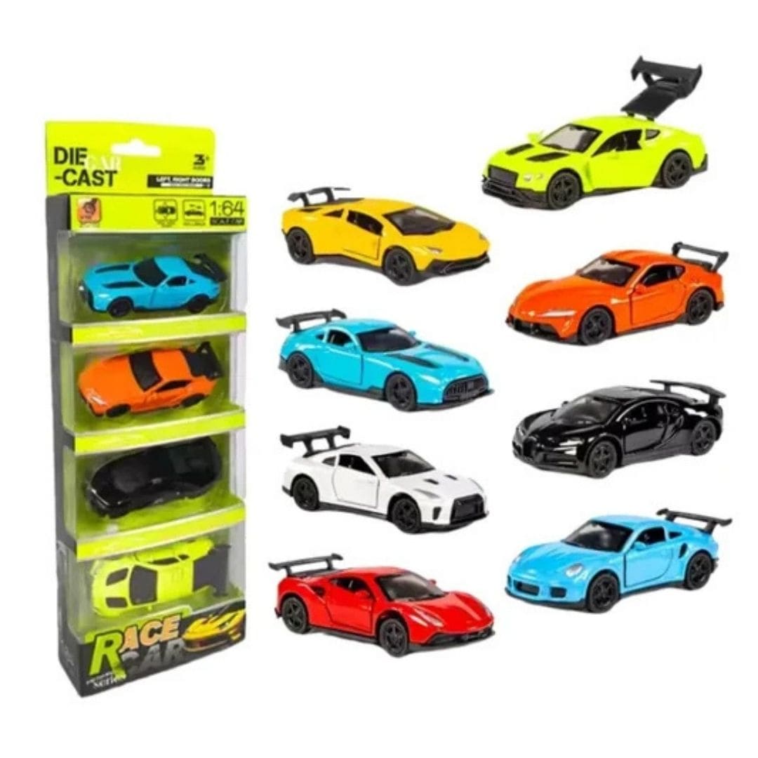 Die-Cast Car Model Toy Set โ 4 Piece Mini Sports Cars