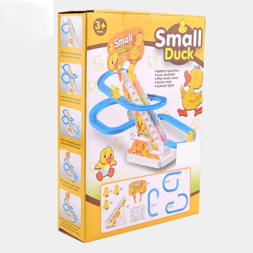 Small Duck Climbing Stairs Track Toy – Musical Duck Slide with Lights