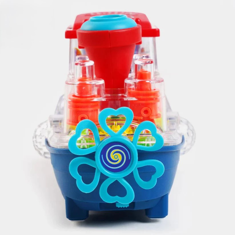 Transparent Gear Land Ship – Rotating Fish Lamp & Lights