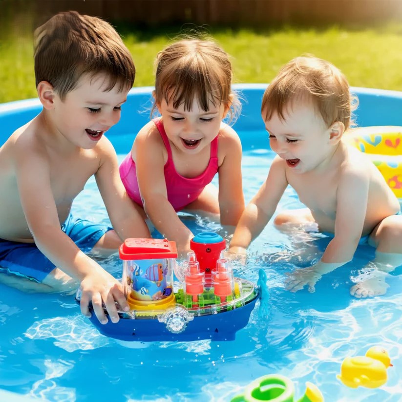 Transparent Gear Land Ship – Rotating Fish Lamp & Lights