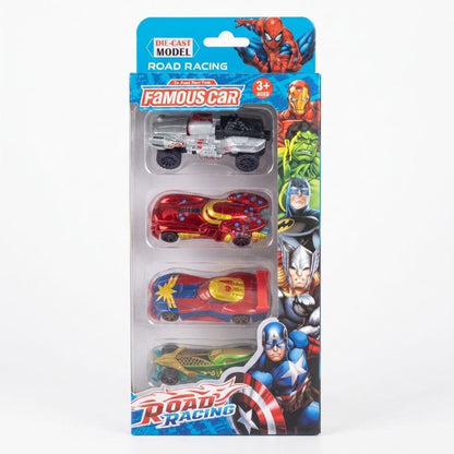 Die-Cast Famous Car Road Racing Set – 4 Mini Toy Cars