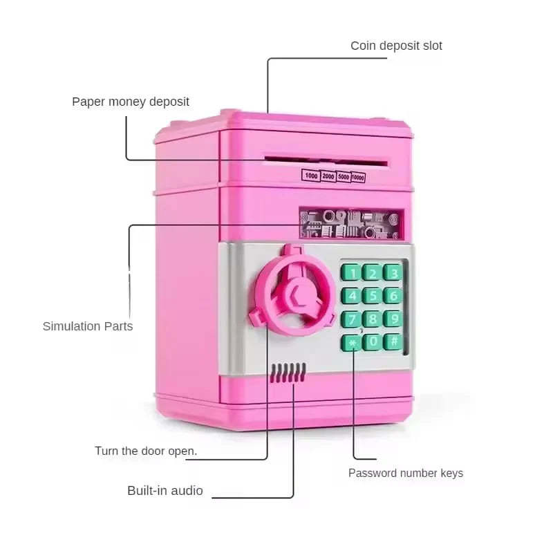 Kids' Electronic Code Piggy Bank - Pink ATM Safe
