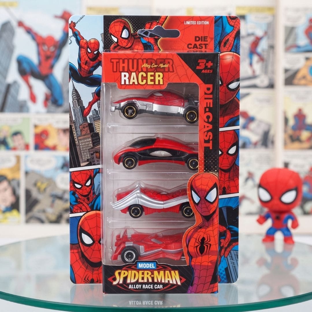 Spider-Man Die-Cast Alloy Race Car Set – 4 Pcs