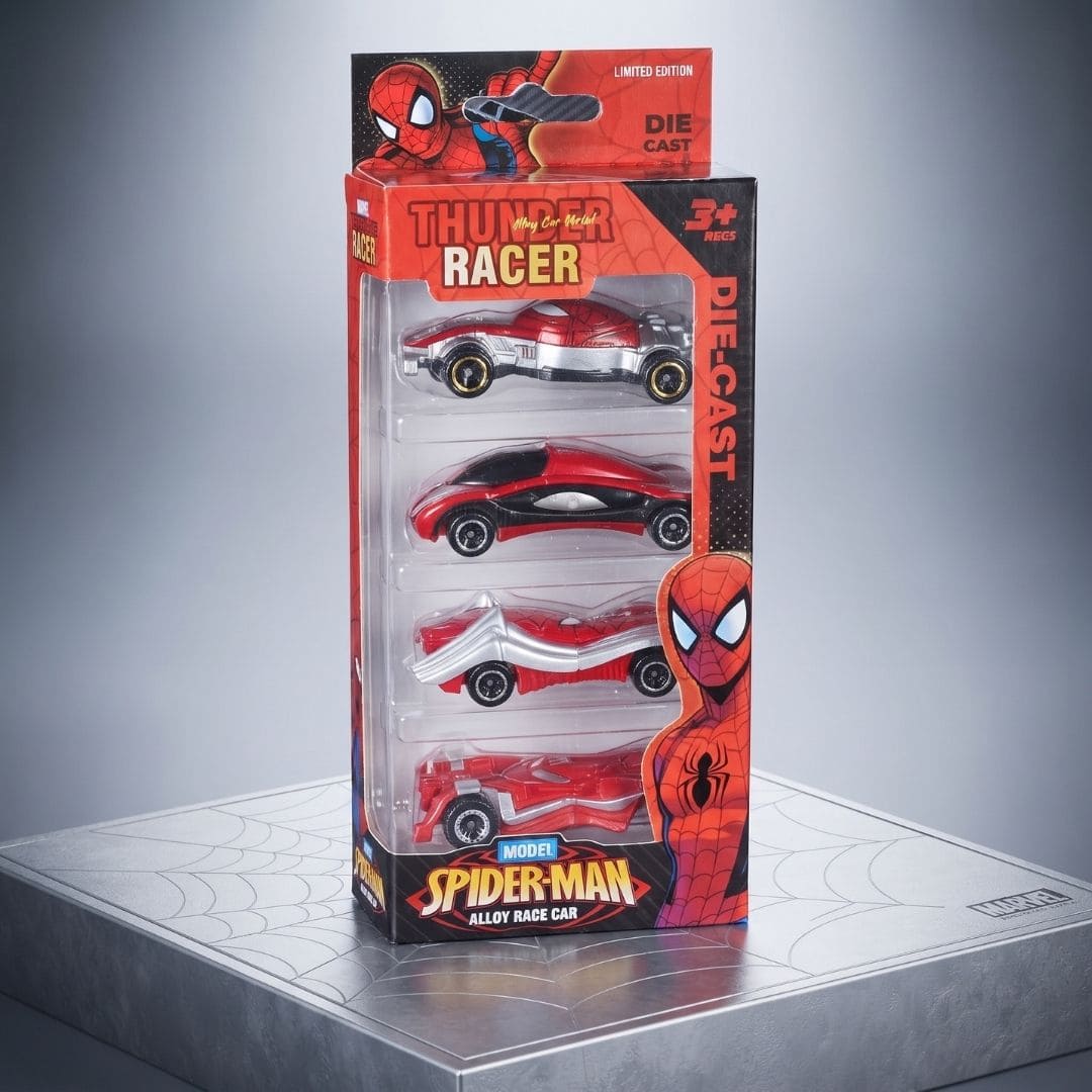 Spider-Man Die-Cast Alloy Race Car Set – 4 Pcs