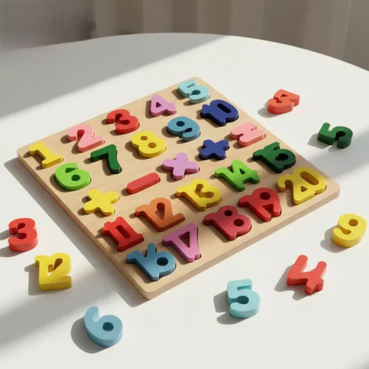 Wooden Montessori Number Puzzle Board for Kids