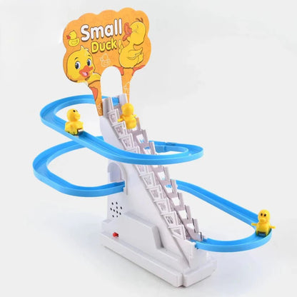 Small Duck Climbing Stairs Track Toy – Musical Duck Slide with Lights