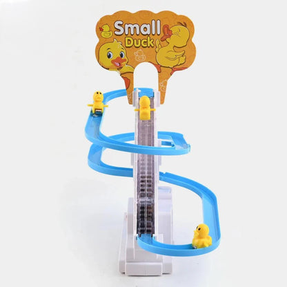 Small Duck Climbing Stairs Track Toy – Musical Duck Slide with Lights