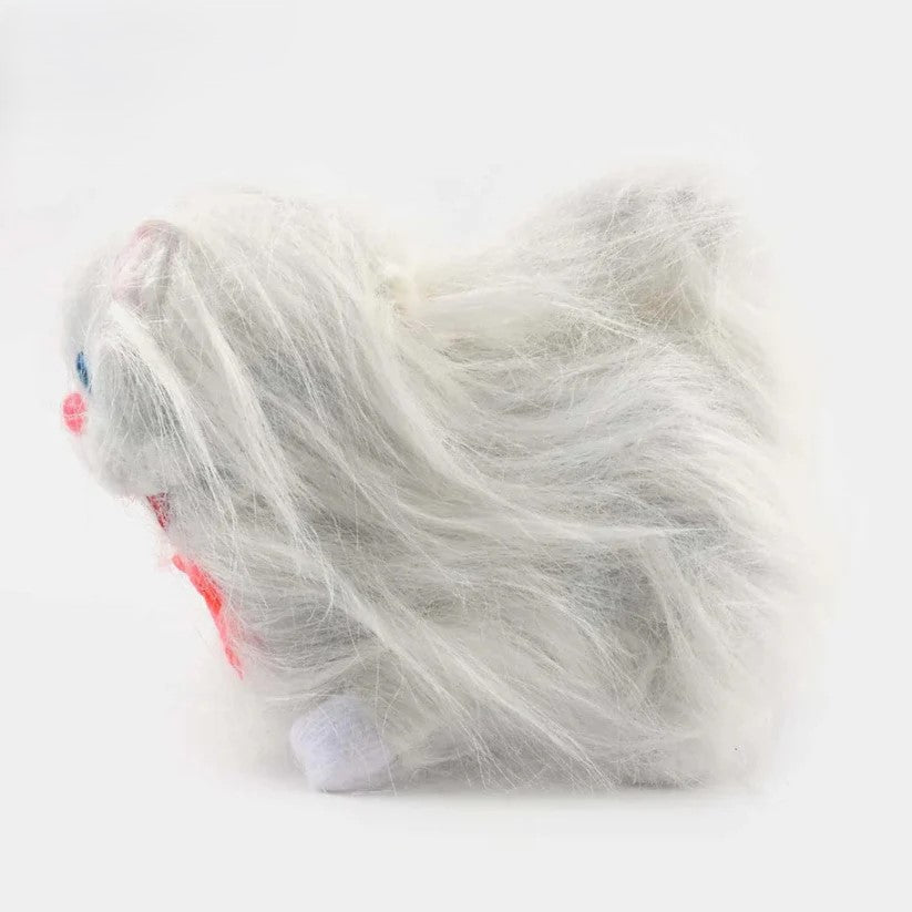 Fluffy White Plush Toy with Bow Tie